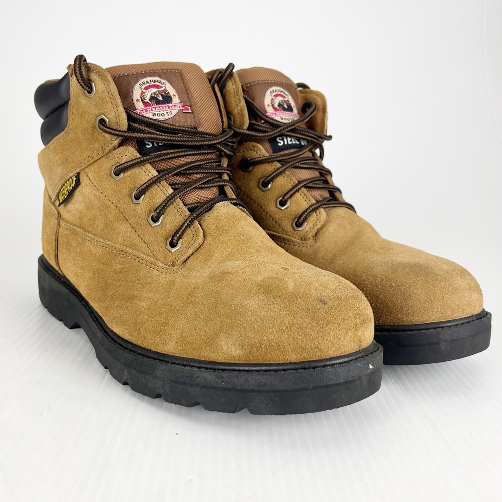 Brahma Brown Leather Steel Toe Lace Up Work Boots Shoes